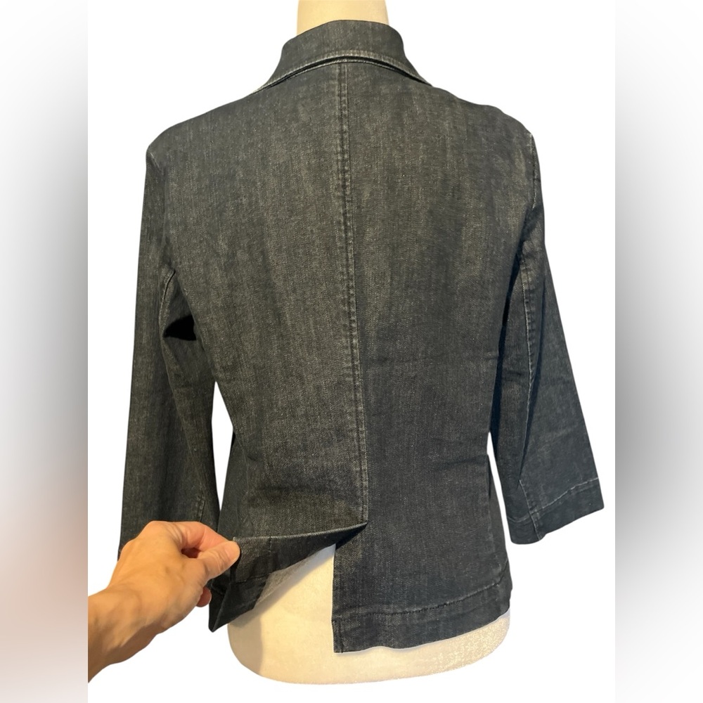 Talbots Vintage Dark Denim Women's Aberdeen Blazer Cotton Spandex 3/4 Sleeves 10 - Picture 11 of 16